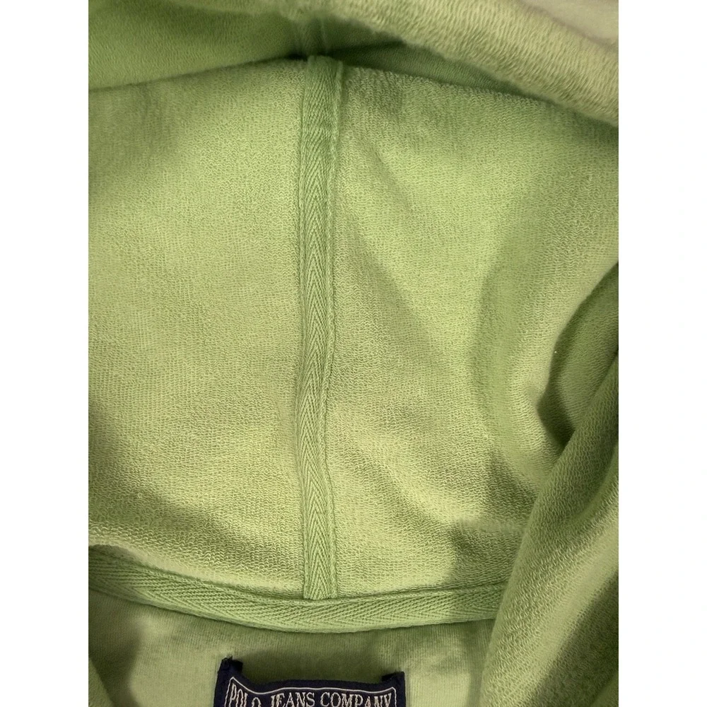 Vtg Polo Jeans Co Ralph Lauren Womens Zip Up Hooded Sweatshirt Y2K Flag Green L - Picture 10 of 11